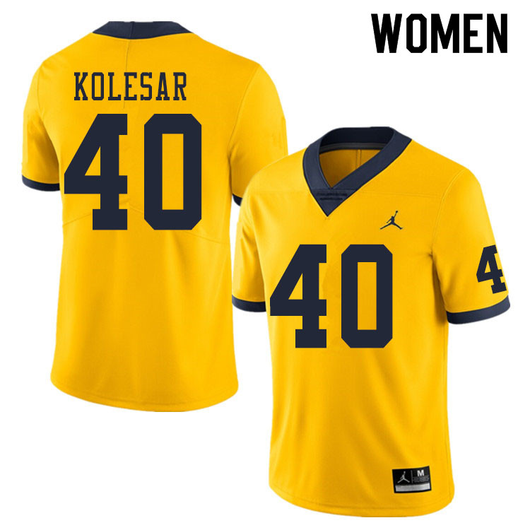 Women #40 Caden Kolesar Michigan Wolverines College Football Jerseys Sale-Yellow